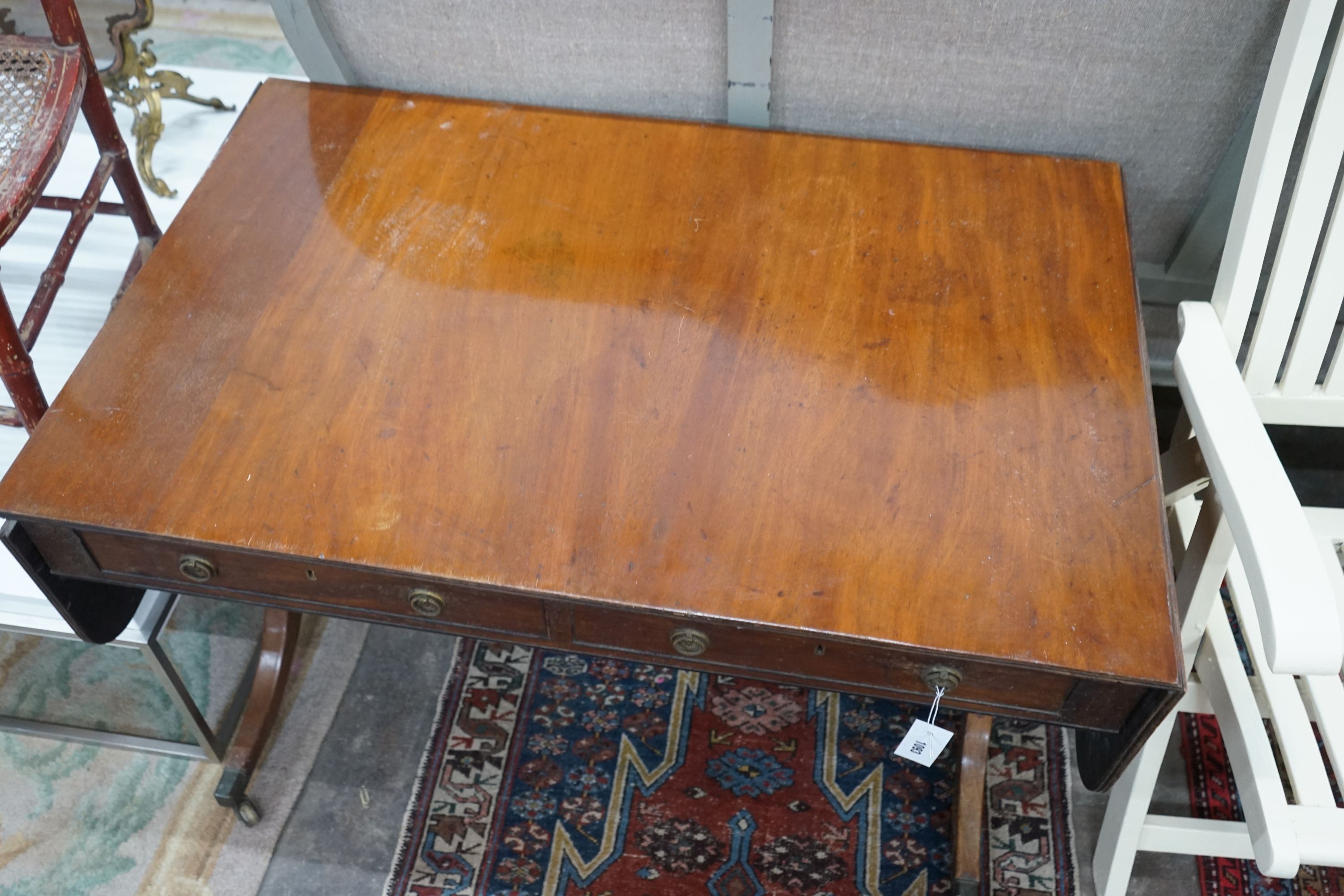 A Regency mahogany sofa table, width 102cm, depth 66cm, height 68cm